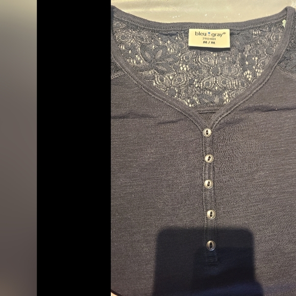 Medium Blue Gray Tee in the color black. - Picture 2 of 4